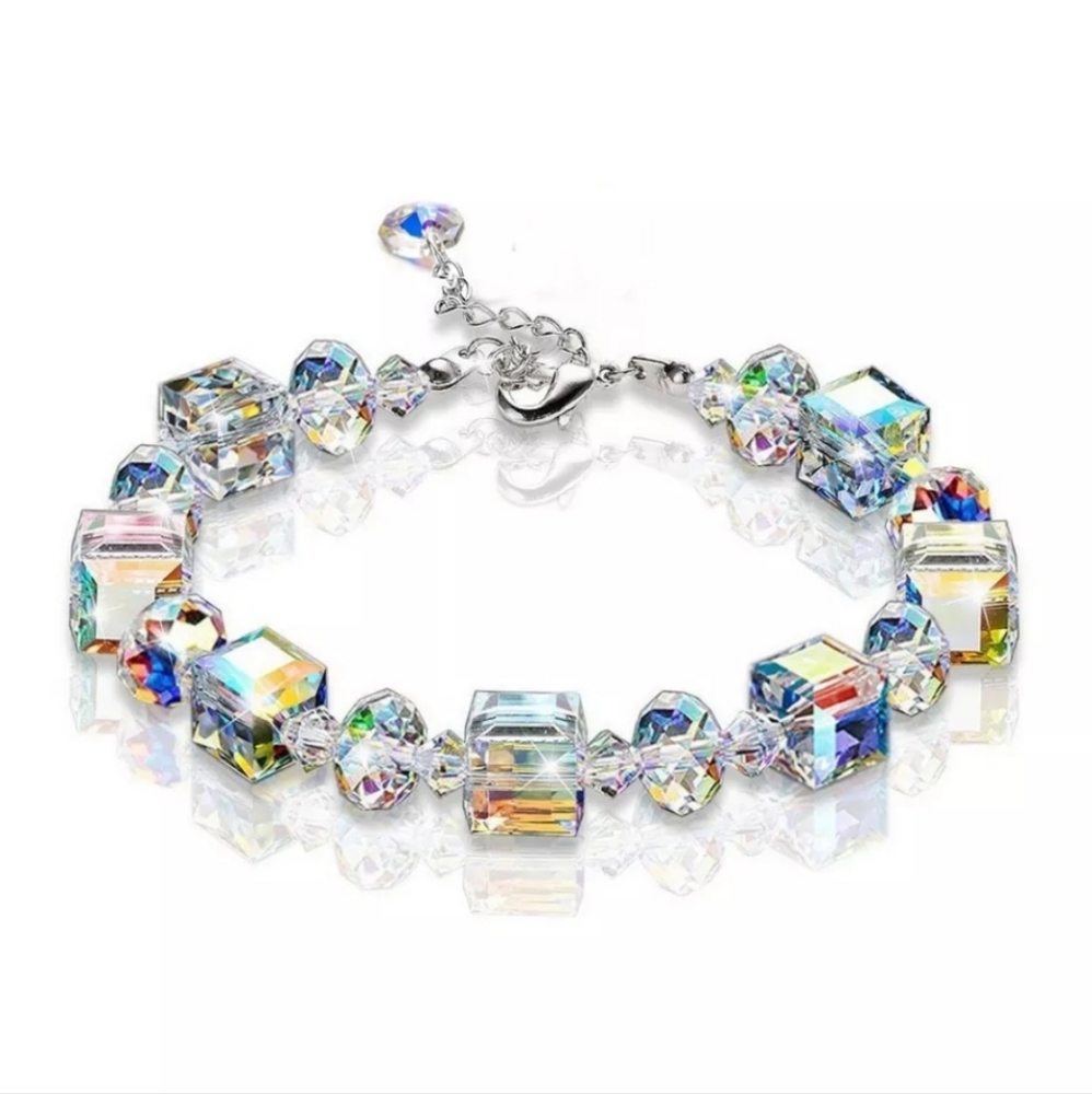 Elegant Transparent Colorful Crystal Geometric Glass Bracelet